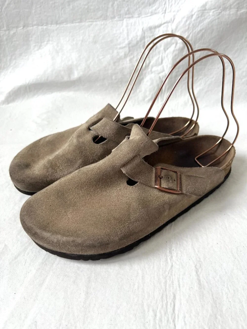 Birkenstock clogs Boston beige taupe suede EU 43 mens 10 10.5 slip on shoes